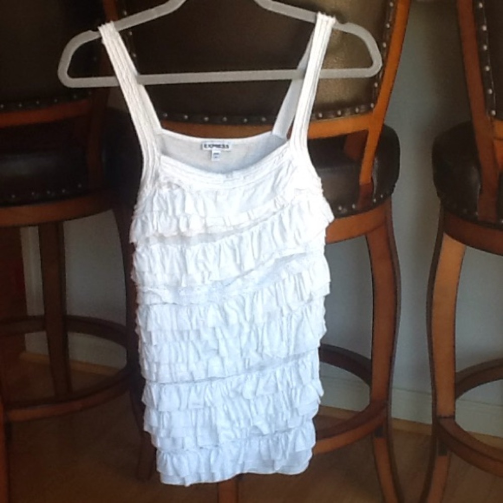 Express White ruffle tank